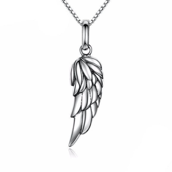 Sterling Silver Feather Wing Pendant Necklace