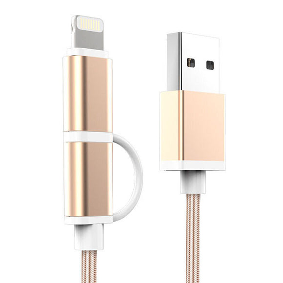 Free 2-in-1 Micro USB Cable with Lightning Adapter for Apple iPhone