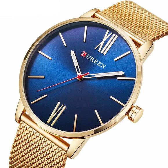 Quartz Watch Men's Gold Casual Business Stainless Steel