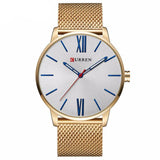 Quartz Watch Men's Gold Casual Business Stainless Steel