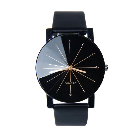 Free Apollo Quartz Round Leather Wrist Watch