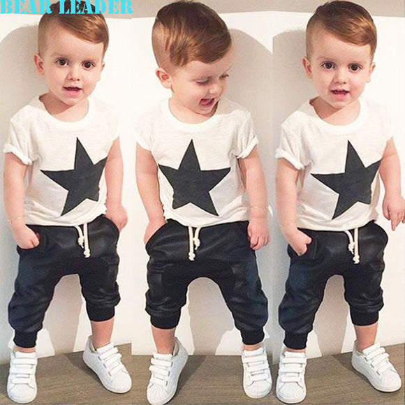 Baby Boy Casual Pentagram Printed T-shirt + Pants 2pcs set