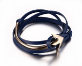 Anchor Bracelet Leather Gold