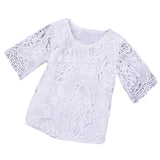 Girl Short Sleeve Lace Flower T-shirt
